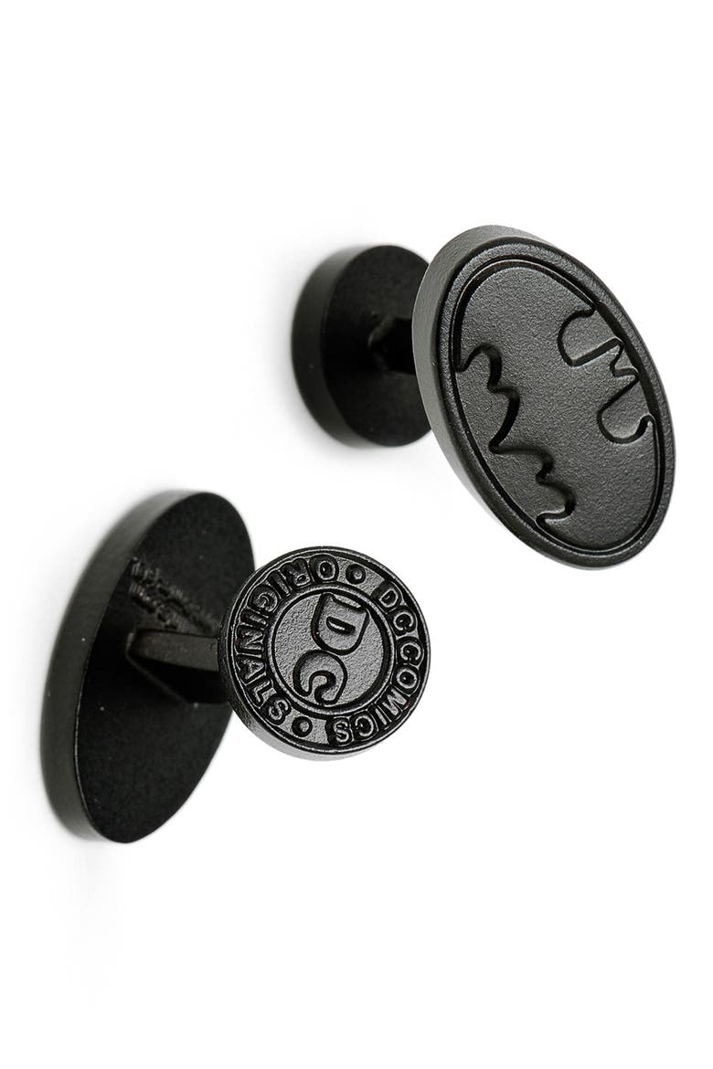 Batman Logo Cuff Links, Alternate, color, BLACK