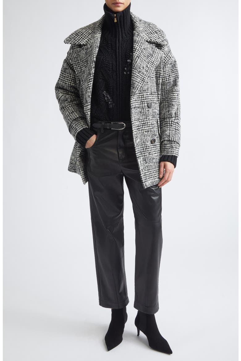 Plaid Tweed Wool Blend Coat, Alternate, color, 22 BLACK