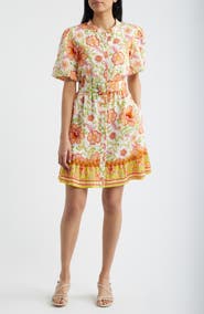 Sam Edelman Sunkissed Floral Puff Sleeve Belted Dress