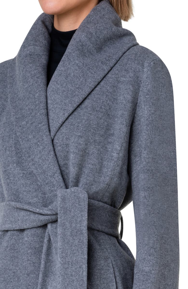 Akris punto Virgin Wool Blend Wrap Coat, Alternate, color, 