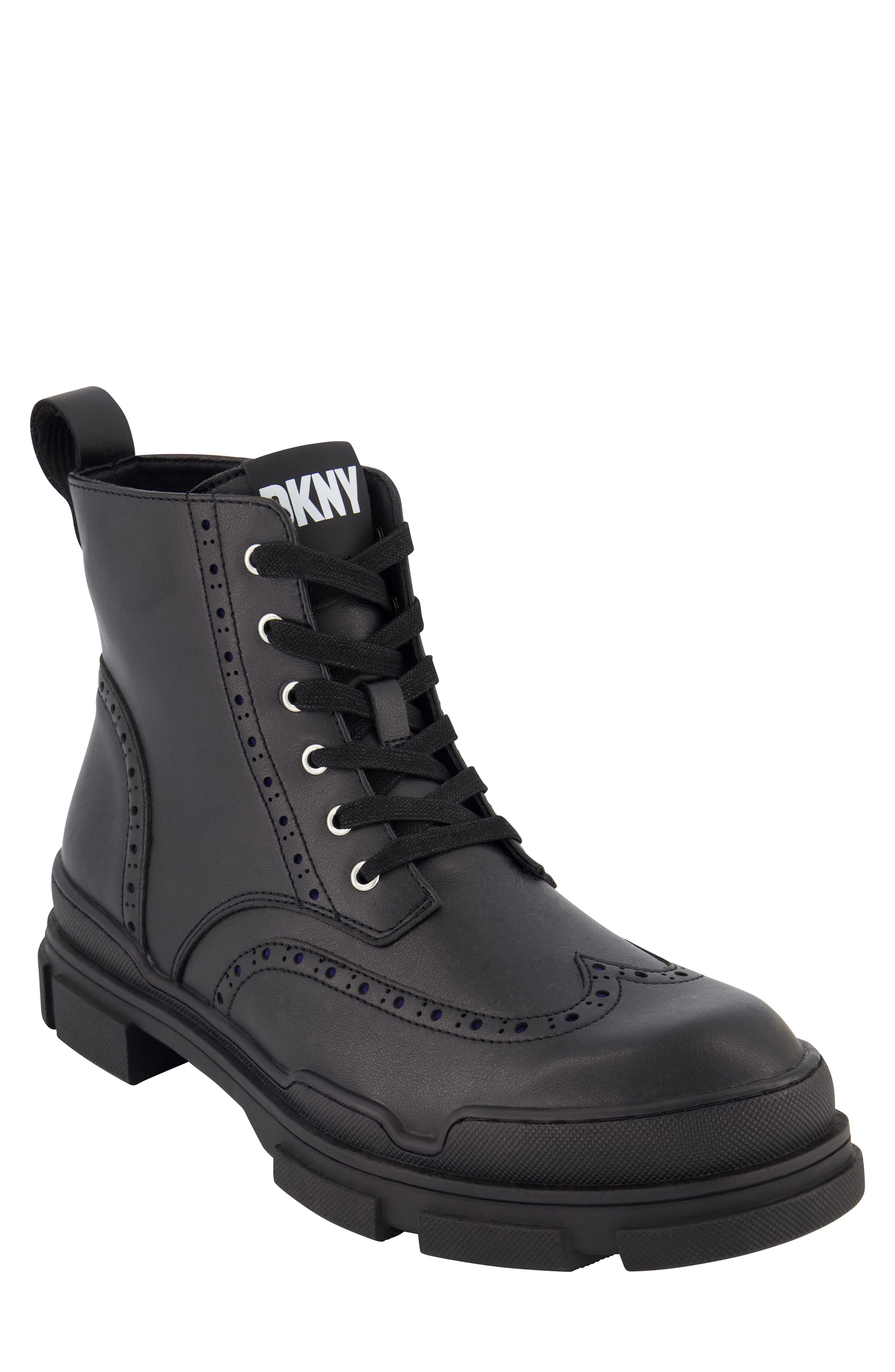 DKNY Wingtip Lug Boot, Main, color, 