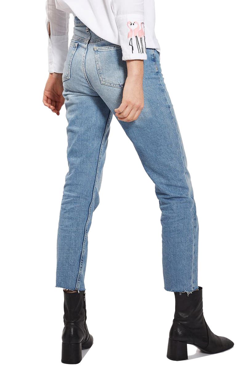 Topshop Raw Hem Straight Leg Jeans, Alternate, color, 