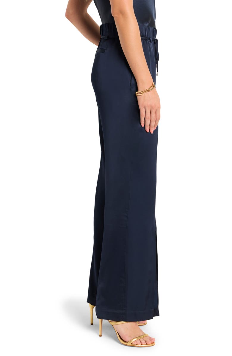 NIC+ZOE Social Edit Front Slit Satin Pants, Alternate, color, Dark Indigo