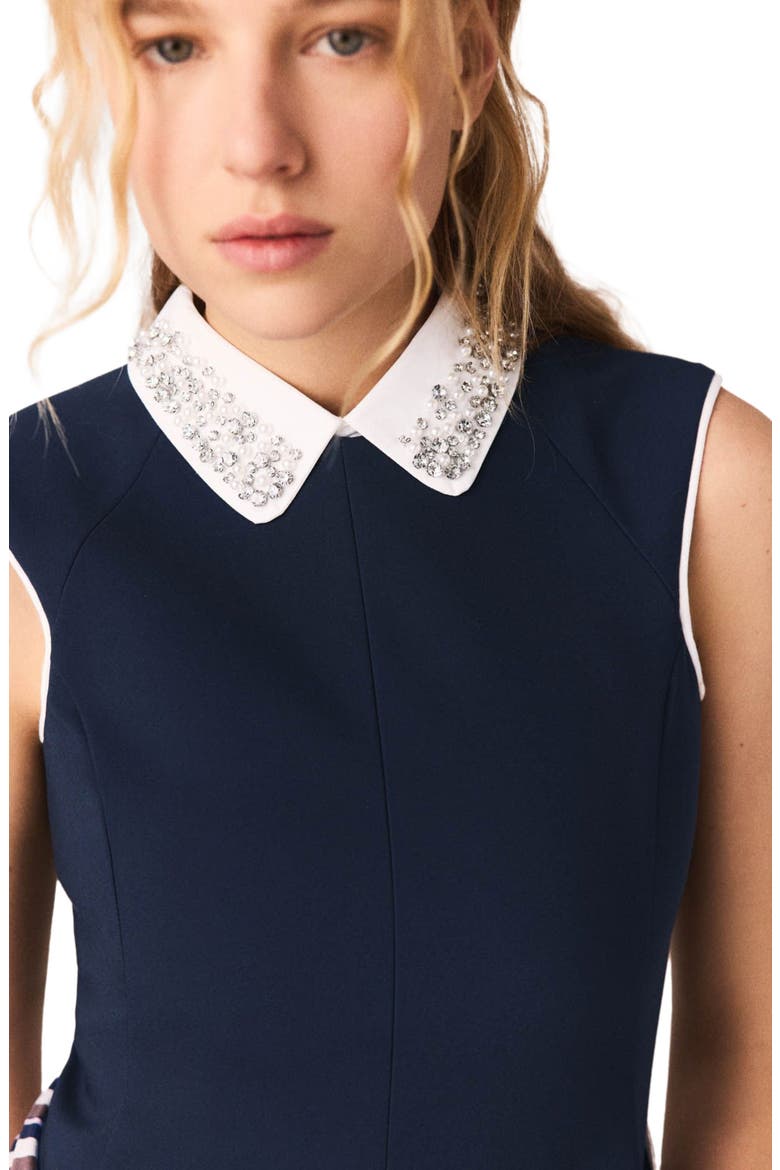 Flared dress with contrast trim, Alternate, color, Navy