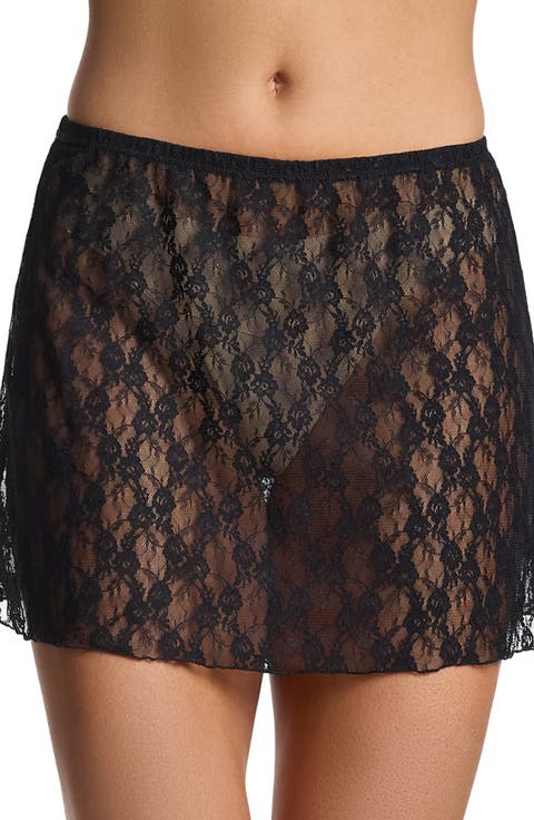 x Lexi Wood Alina Sheer Lace Slip Miniskirt