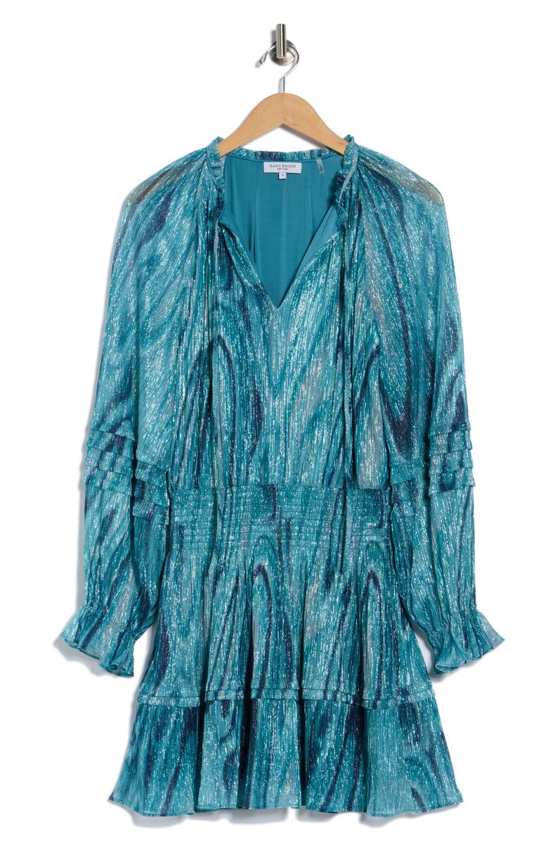 Ramy Brook Reneta Long Sleeve Minidress, Alternate, color, Teal Multi