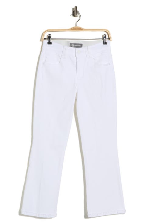 Fray Hem Crop Flare Leg Jeans (Optic White)