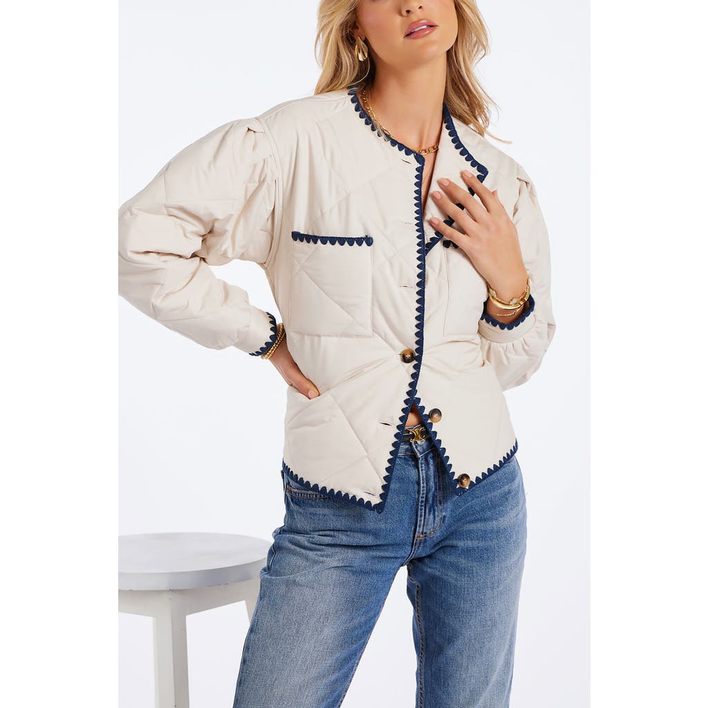 Bishop + Young Brooklyn Whipstitch Quilted Jacket In White