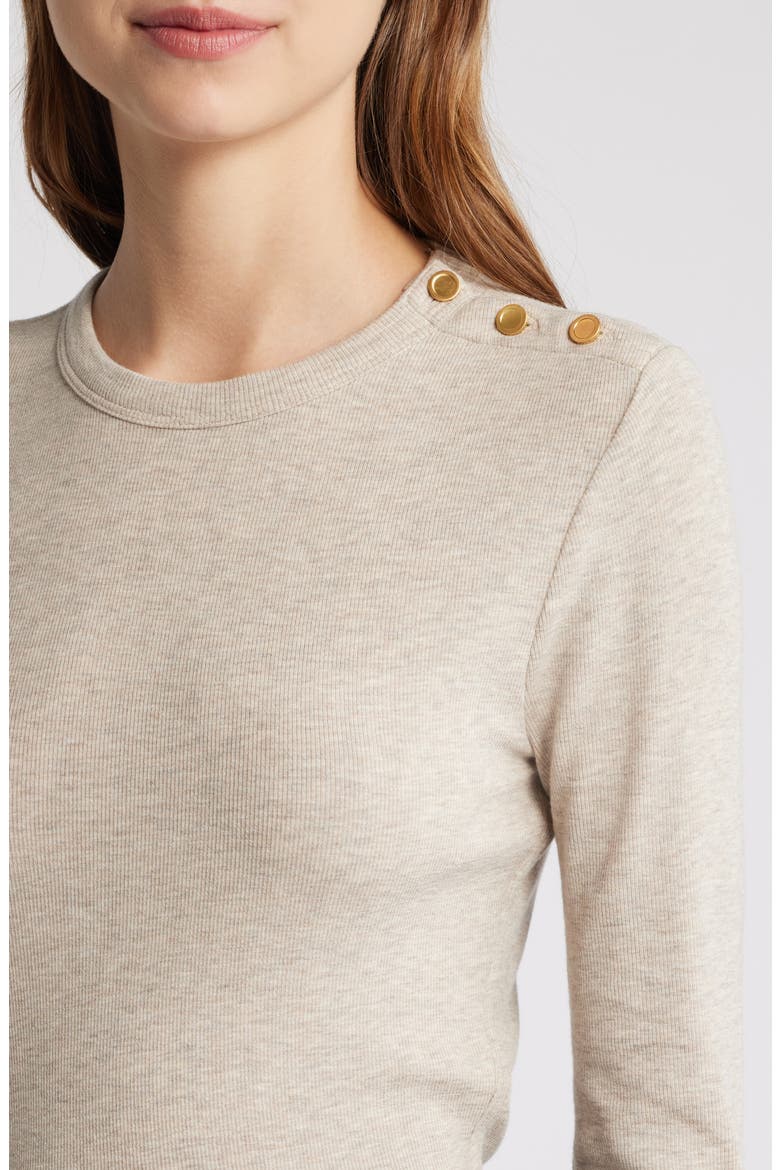 Long Sleeve Shoulder Button T-Shirt, Alternate, color, OATMEAL HEATHER