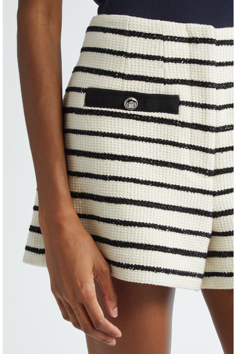 Gershwin Stripe Cotton Blend Shorts, Alternate, color, IVORY/BLACK