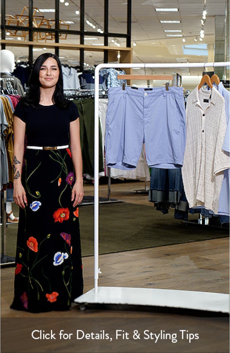 Arizona Slim Fit Blue Tie Print Flat Front Cotton Shorts, sales video thumbnail