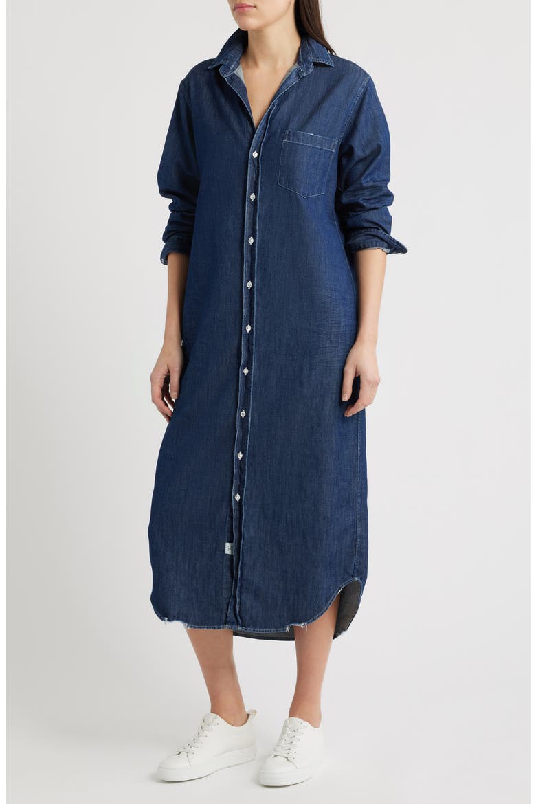 denim maxi shirt dress PUELLA Women's Long with Side Slit – Puella inspired nonstretch denim dress delivers all the good vibes you expect Denim Blue Maxi Shirt Dress: