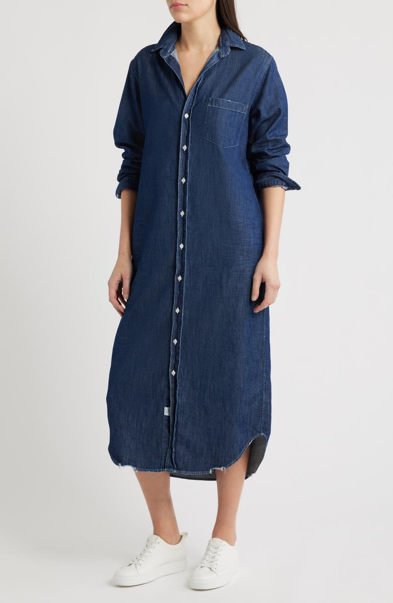 Frank & Eileen Rory Long Sleeve Denim Maxi Shirtdress, Main, color, Dark Vintage Wash