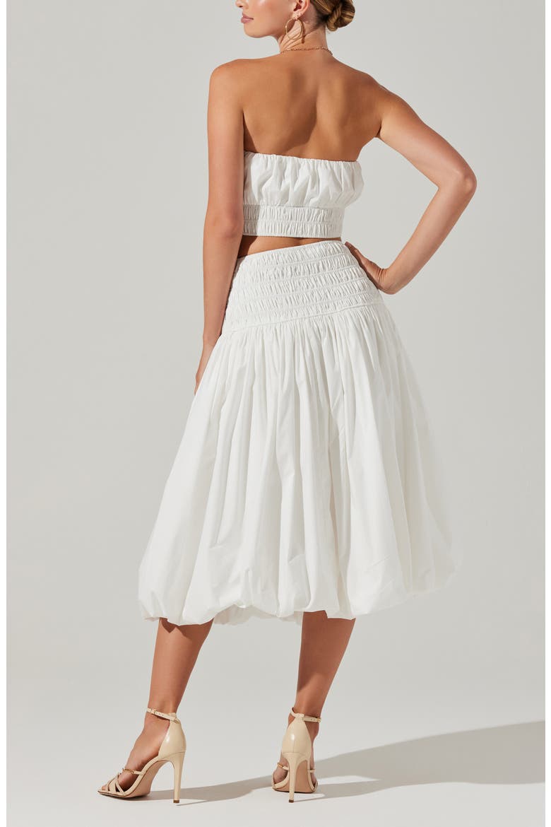 Alani Shirred Waist Bubble Hem Skirt, Alternate, color, WHITE