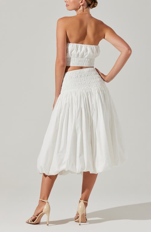Astr The Label Alani Shirred Waist Bubble Hem Skirt In White