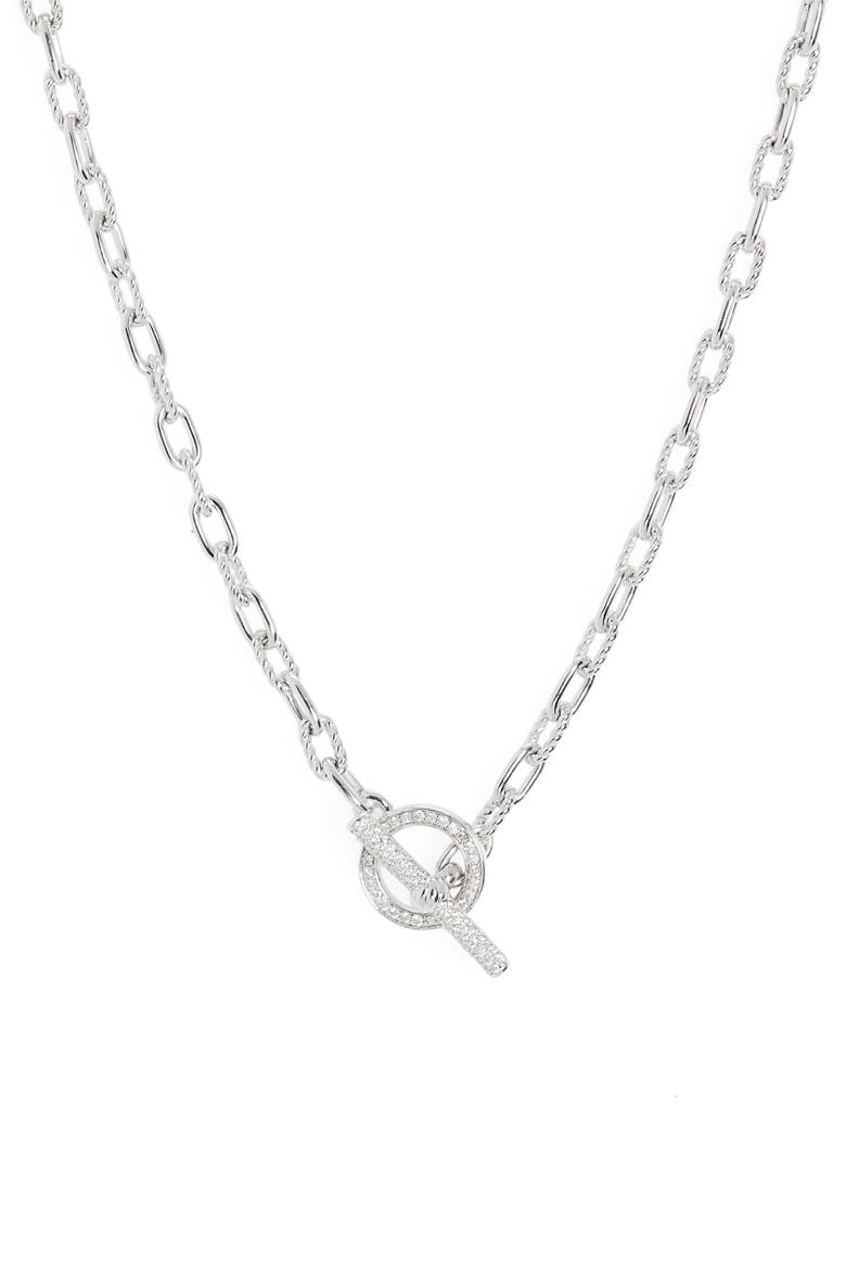 DY Madison® Pavé Toggle Chain Necklace Sterling Silver with Diamonds, 3mm, Main, color, SS