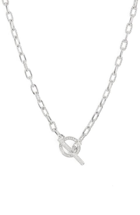 DY Madison® Pavé Toggle Chain Necklace Sterling Silver with Diamonds, 3mm