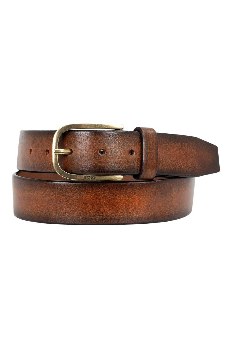 Kai Full Grain Leather Belt, Main, color, DARK BROWN