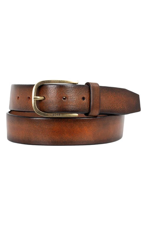 Hugo Boss Boss Kai Full Grain Leather Belt In Brown