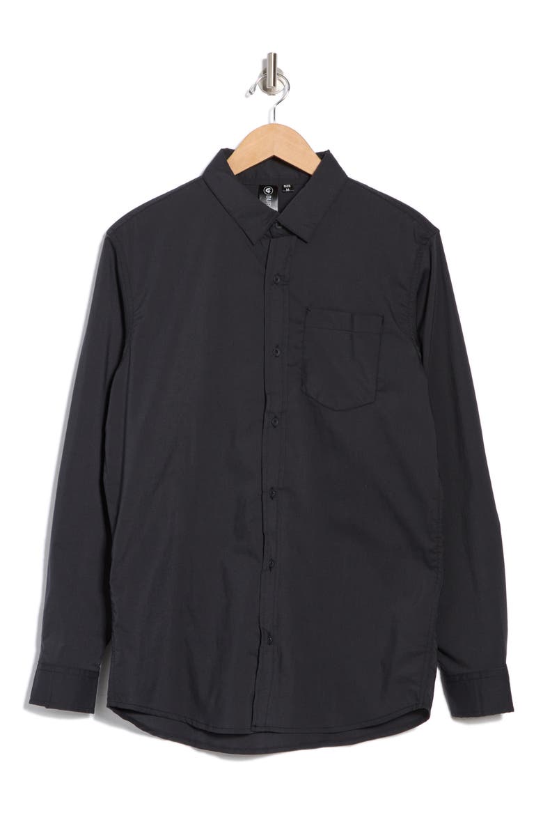 Solid Stretch Poplin Button-Down Shirt, Alternate, color, STEEL