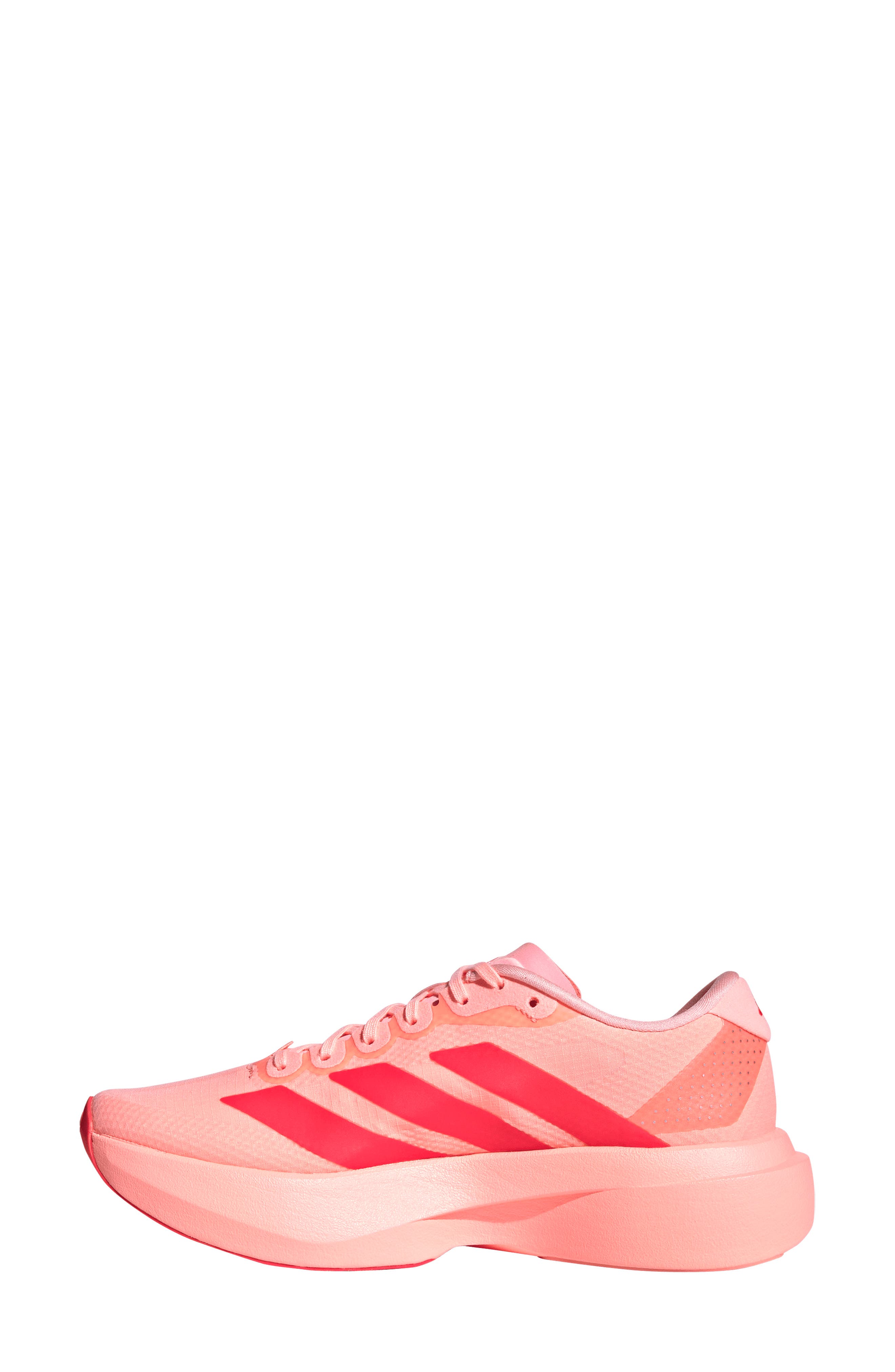 Adizero Evo SL WOVEN Running Shoe, Alternate, color, FROZEN TURBO/ RED/ SILVER