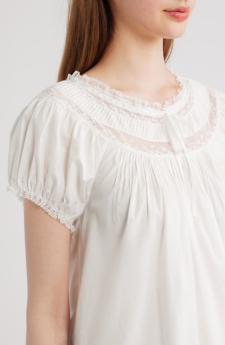 DÔEN Daphne Lace Detail Organic Cotton Minidress, Alternate, color, Salt