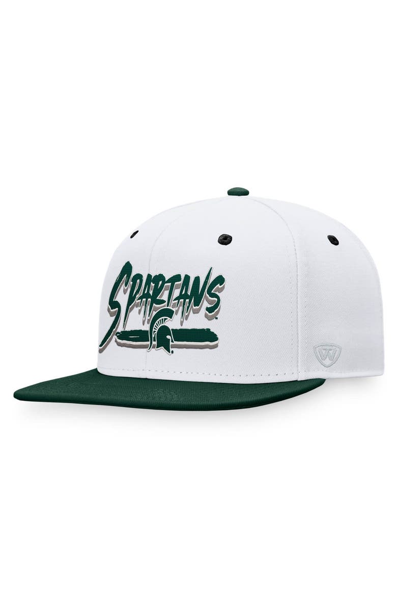 TOP OF THE WORLD Men's Top of the World White/Green Michigan State Spartans Sea Snapback Hat, Main, color, White