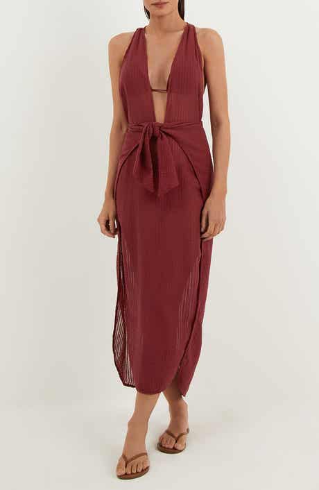 Ida Plunging Tie Waist Cover-Up Maxi Dress