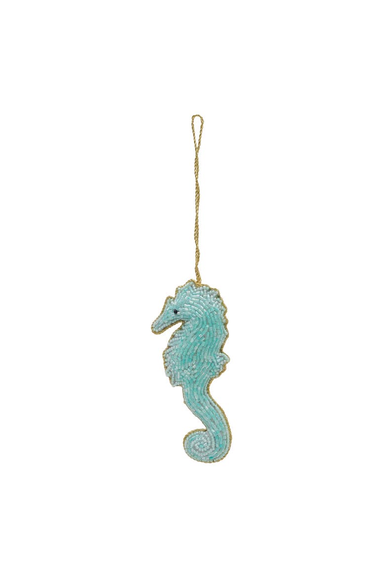 Beaded Seahorse Christmas Tree Ornament, Main, color, Blue
