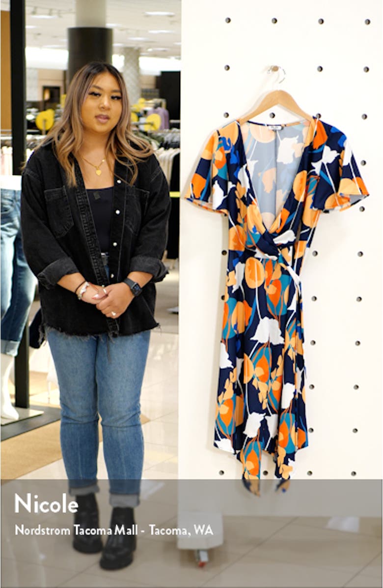 Abstract Print Wrap Dress, sales video thumbnail