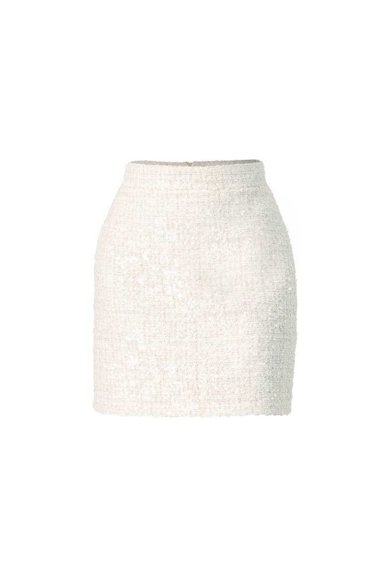 Boucle Mini Skirt With Sequin Details, Alternate, color, Ivory