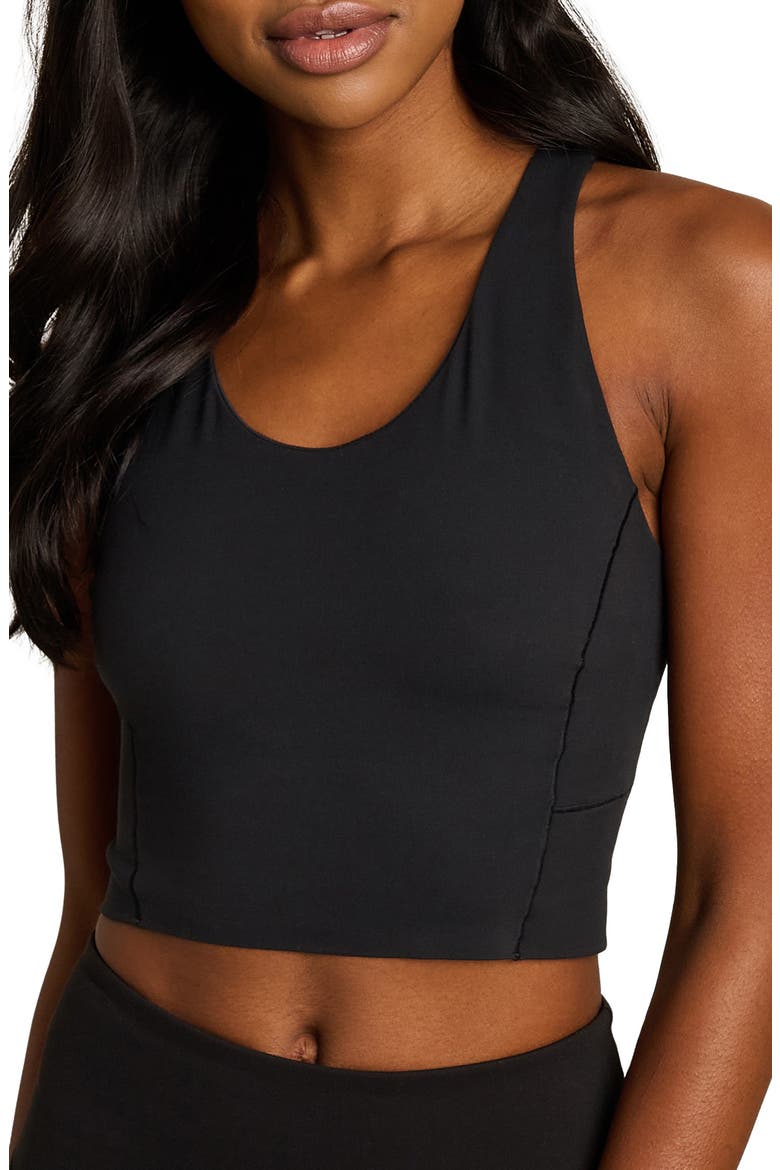 Revive Scoop Longline Bra, Main, color, PURE BLACK
