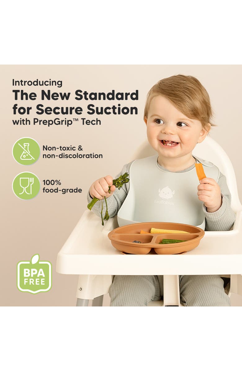 KeaBabies 3-Pack Prep Silicone Suction Plates, Alternate, color, Terracotta