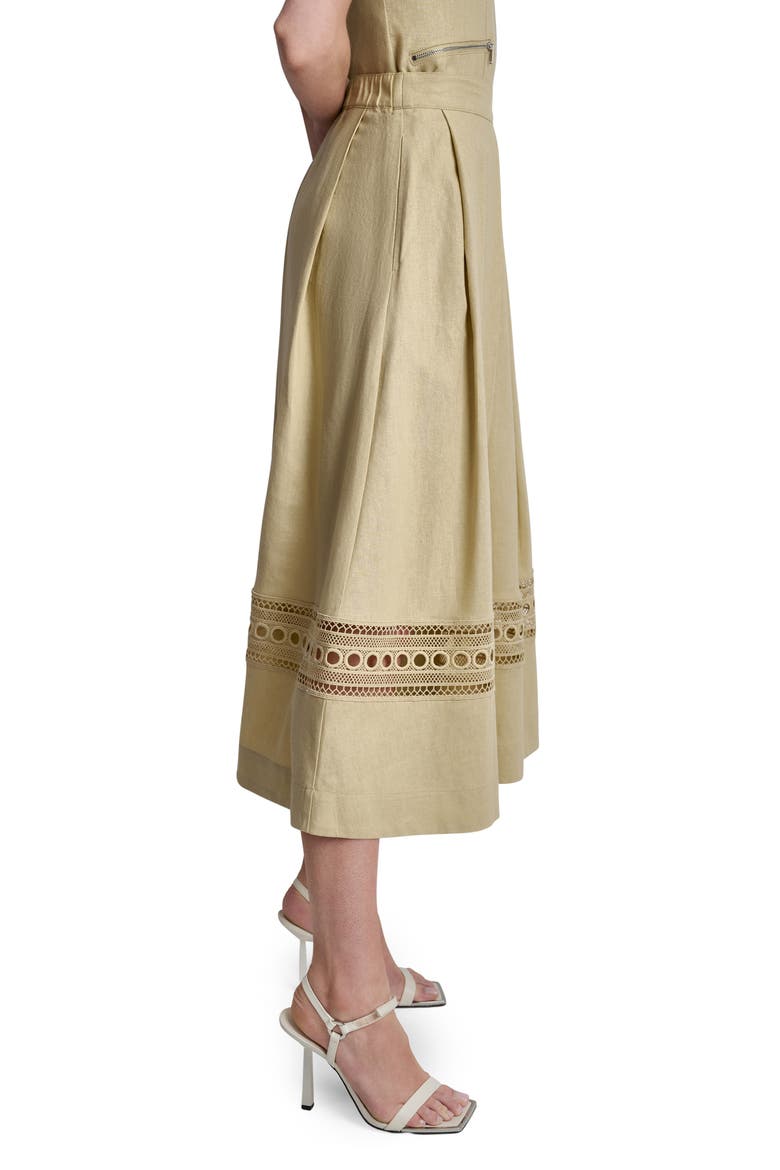 Eyelet Embroidery Linen Blend A-Line Skirt, Alternate, color, MOJAVE DESERT