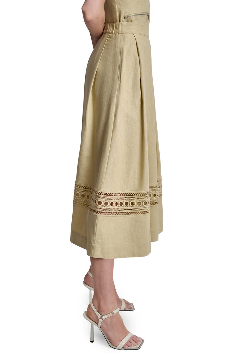 DKNY Eyelet Embroidery Linen Blend A-Line Skirt, Alternate, color, Mojave Desert