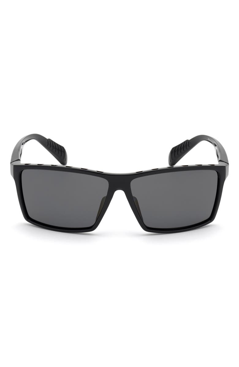 adidas 63mm Rectangular Sunglasses, Main, color, Black / Smoke Polarized Lenses