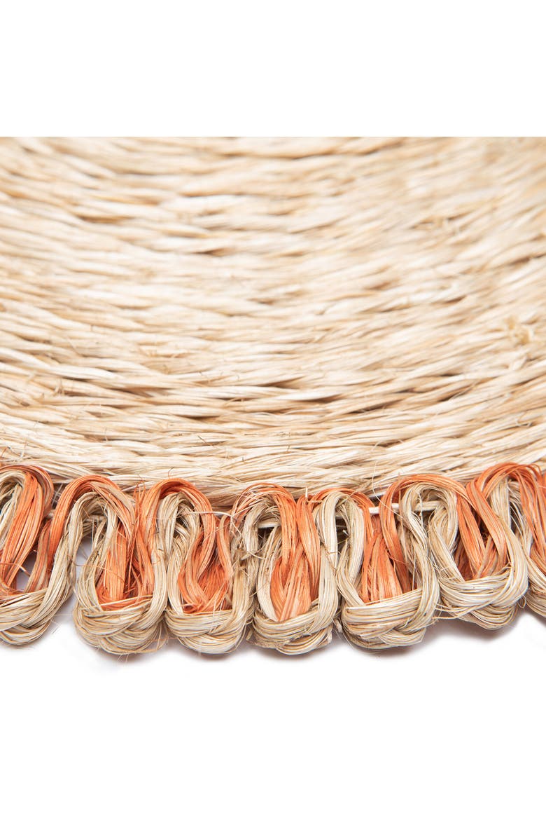 Loopy Abaca Placemats - Set of 4, Alternate, color, Natural, Orange 15" Round