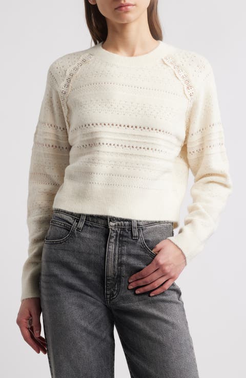 Lace Trim Open Stitch Sweater