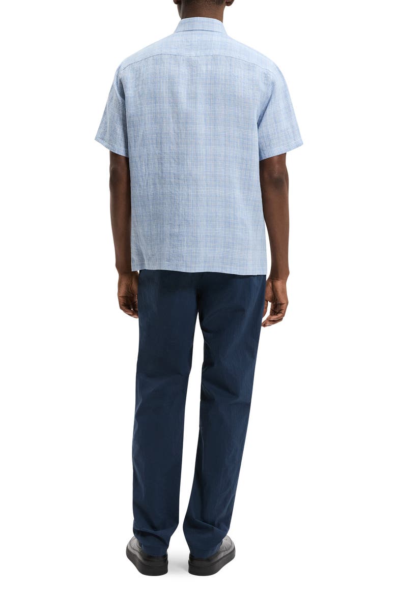 Irving Plaid Short Sleeve Linen Button-Up Shirt, Alternate, color, CRISP BLUE MULTI - 2RP