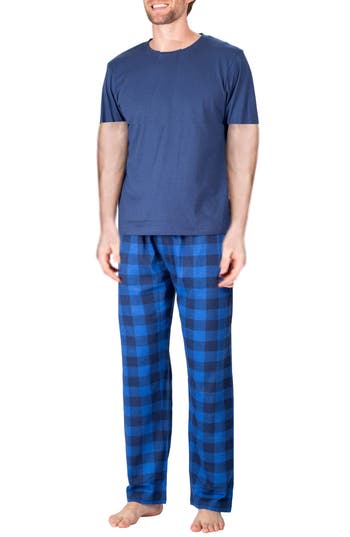 Sleephero Knit Brushed Grid Flannel Pajamas