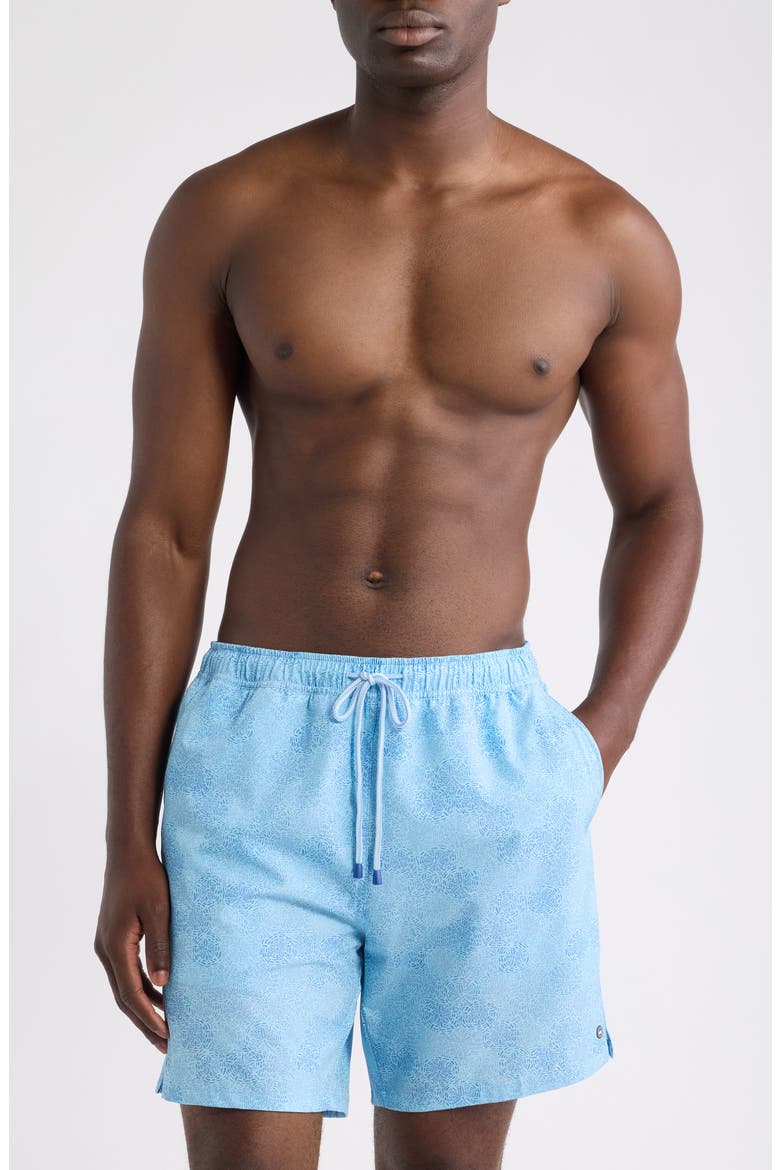 Sand Dollars Swim Trunks, Main, color, SEAPORT BLUE