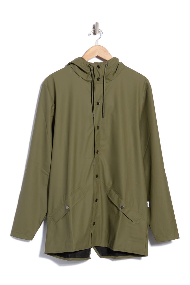 Waterproof Snap Front Rain Jacket, Main, color, MARSH