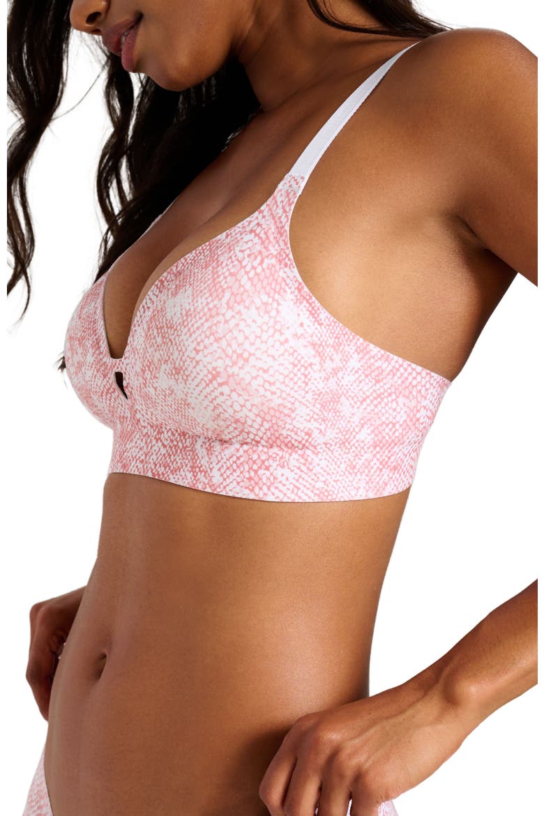 Organic Cotton No-Show V-Neck Foam Bra, Alternate, color, Pink Snake Print