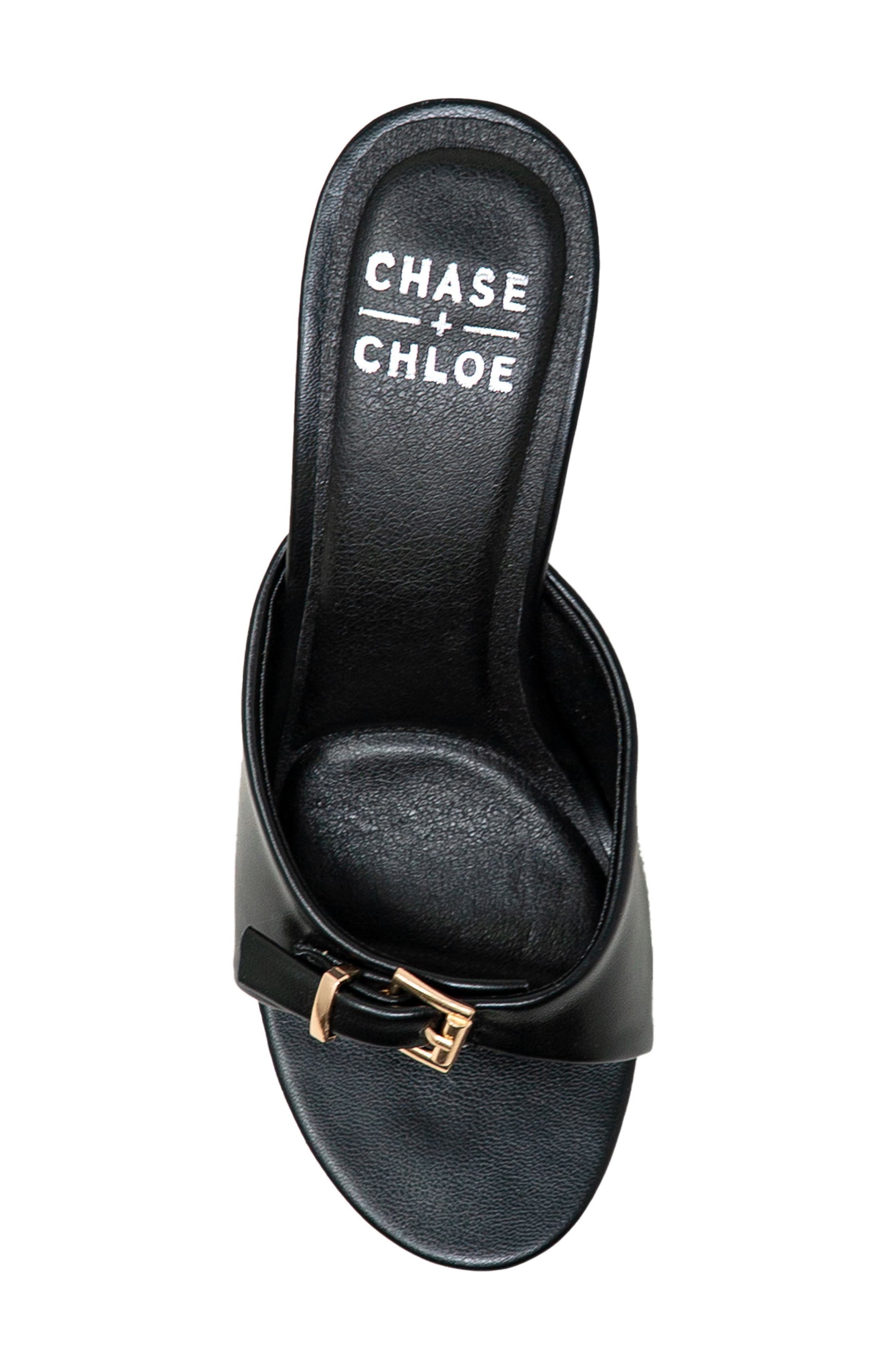 CHASE AND CHLOE Iridessa Buckle Slide Sandal, Alternate, color, Black