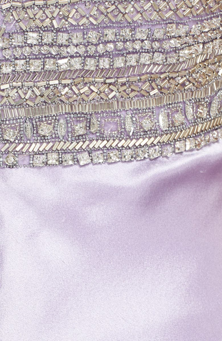 Naeem Khan Embellished Bustier Draped Satin Gown, Alternate, color,