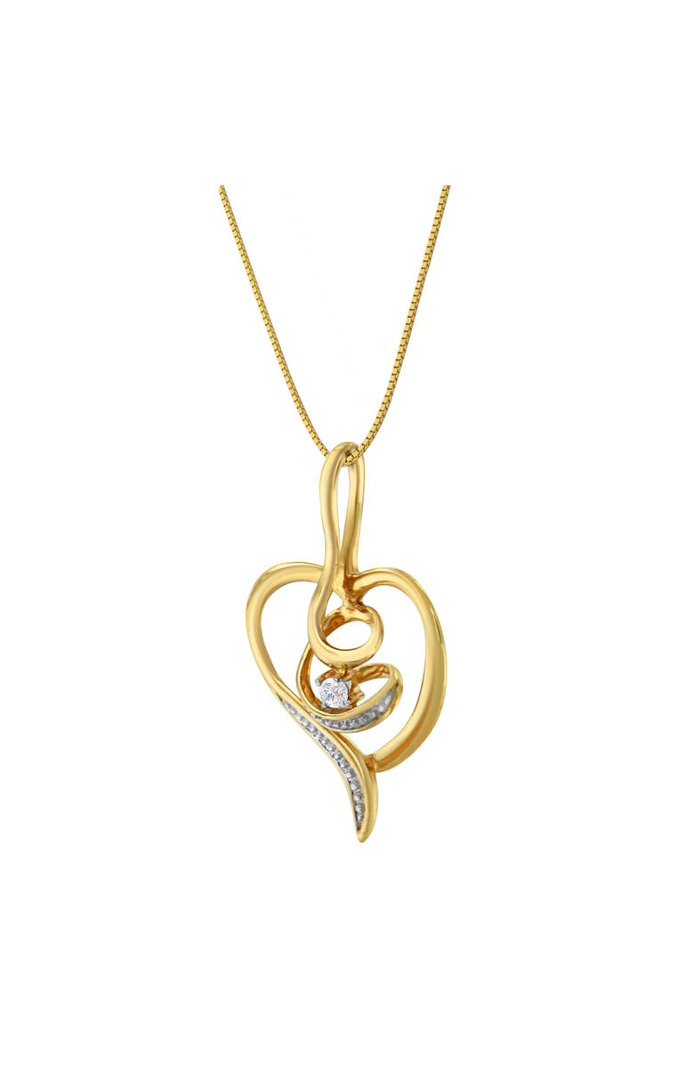 Haus of Brilliance 10K Yellow Gold .03 Cttw Diamond-Accented Diamond Swirl Open Heart Pendant Necklace, Alternate, color, Yellow