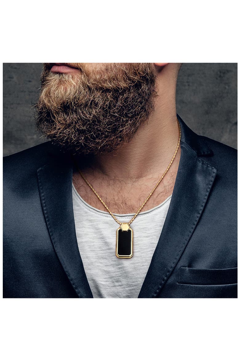 Onyx Geometric Dog Tag Pendant Necklace, Alternate, color, BLACK
