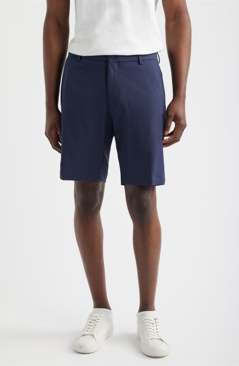 Peter Millar Salem Houndstooth Performance Shorts, Main, color, Navy