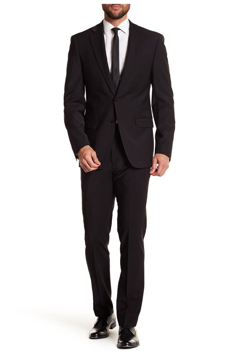 Calvin Klein Solid Black Wool Suit Separate Pants - 30-34" Inseam, Alternate, color, Black