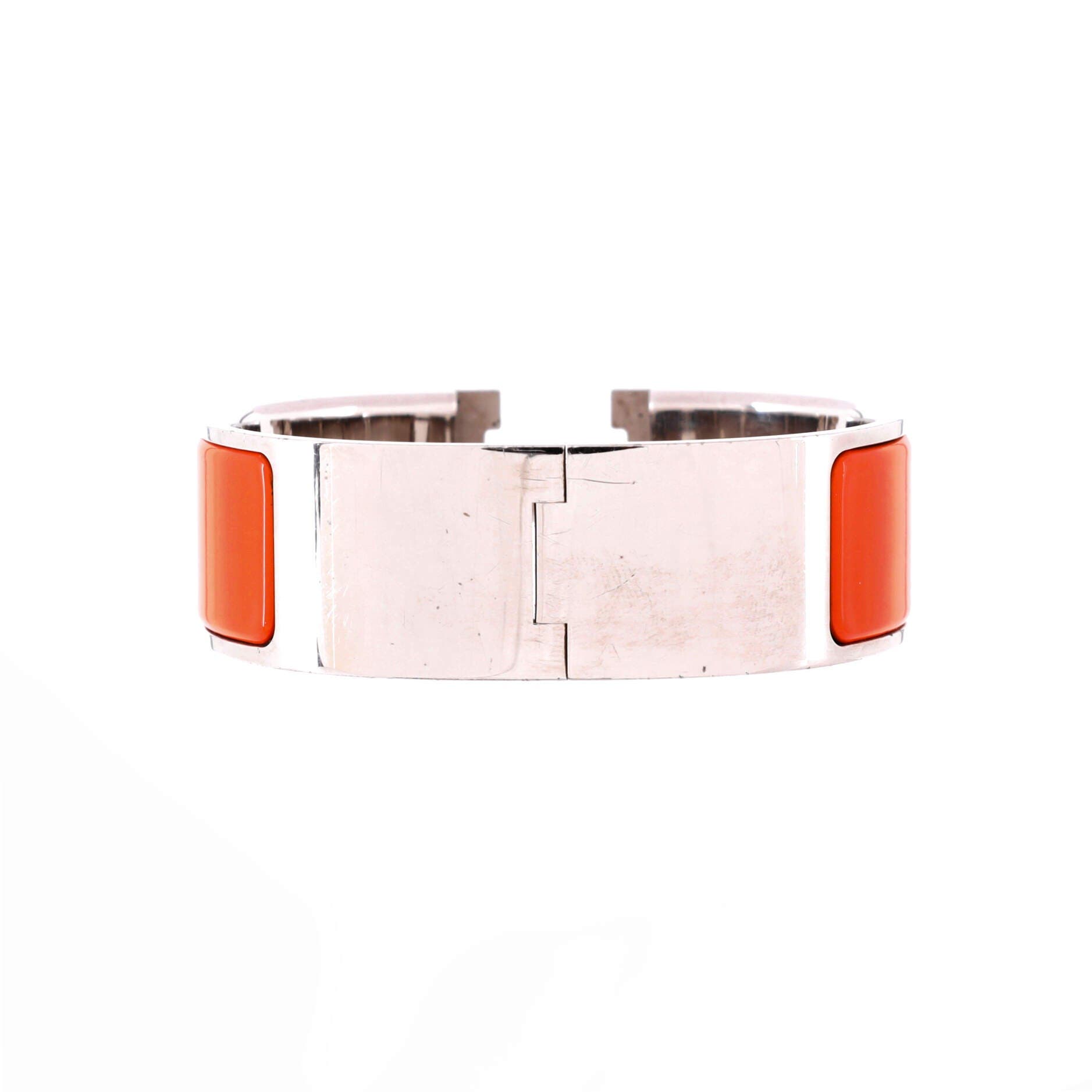 Pre-Owned Hermes Clic H Bracelet Enamel Wide, Alternate, color, Metallic